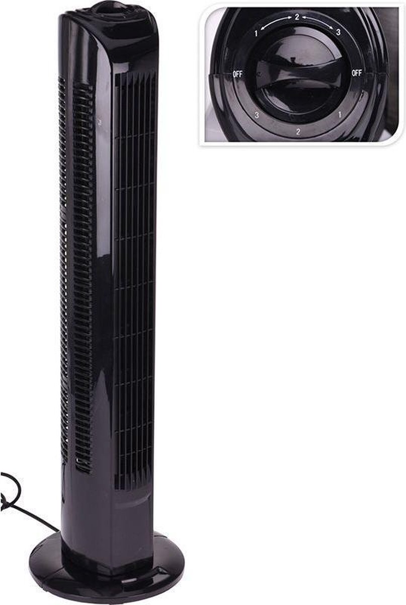 Torenventilator / Kolomventilator - Hoogte 80 cm - Zwart