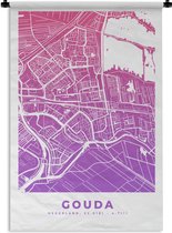 Tapisserie - Tapisserie - Plan de la ville - Gouda - Violet - Nederland - 90x135 cm - Tapisserie - Carte