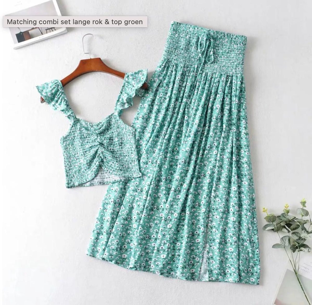 Emilie Scarves combi set lange rok top groen bol