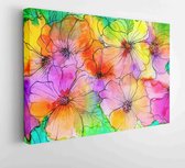 Aquarel schilderij impressionisme stijl, getextureerde schilderij, bloemen stilleven, kleur schilderen, bloemmotief schilderen. Abstracte bloemen. Stockfoto - 1552142234Modern kunst canvas - horizontaal - - 40*30 Horizontal