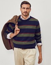 Steppin' Out Herfst/Winter 2021 Trui Repp Stripe Crew Neck Mannen - Regular Fit - Wol - Groen (XL)