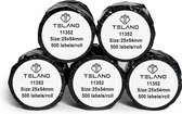 Telano® 5 stuks Dymo Compatible Labels Wit 11352 - 54 x 25 mm - 500 labels per Rol - Verzendetiketten - Adresetiketten S0722520