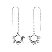 Zilveren oorbellen | Chain oorbellen | Zilveren chain oorbellen, bloemfiguur