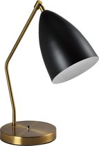 QUVIO Tafellamp modern - Lampen - Leeslamp - Nachtkastlamp - Verlichting - Tafellamp slaapkamer - Tafellampen - Bedlamp - Verstelbare voet - E27 Fitting - Met 1 lichtpunt - Voor binnen - Metaal - 35 x 18 x 42 cm - Zwart en goud