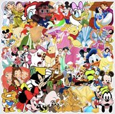 50 stuks Disney Figuren Stickers - Alle bekende Walt Disney Figuren, Prinsessen, Mickey & Minnie Mouse, Donald Duck, Pluto en Goofy  - Voor op de fiets, beker, laptop, schoolspulle
