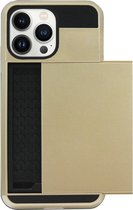 ADEL Kunststof Back Cover Hardcase Hoesje Geschikt voor iPhone 13 Pro - Pasjeshouder Goud