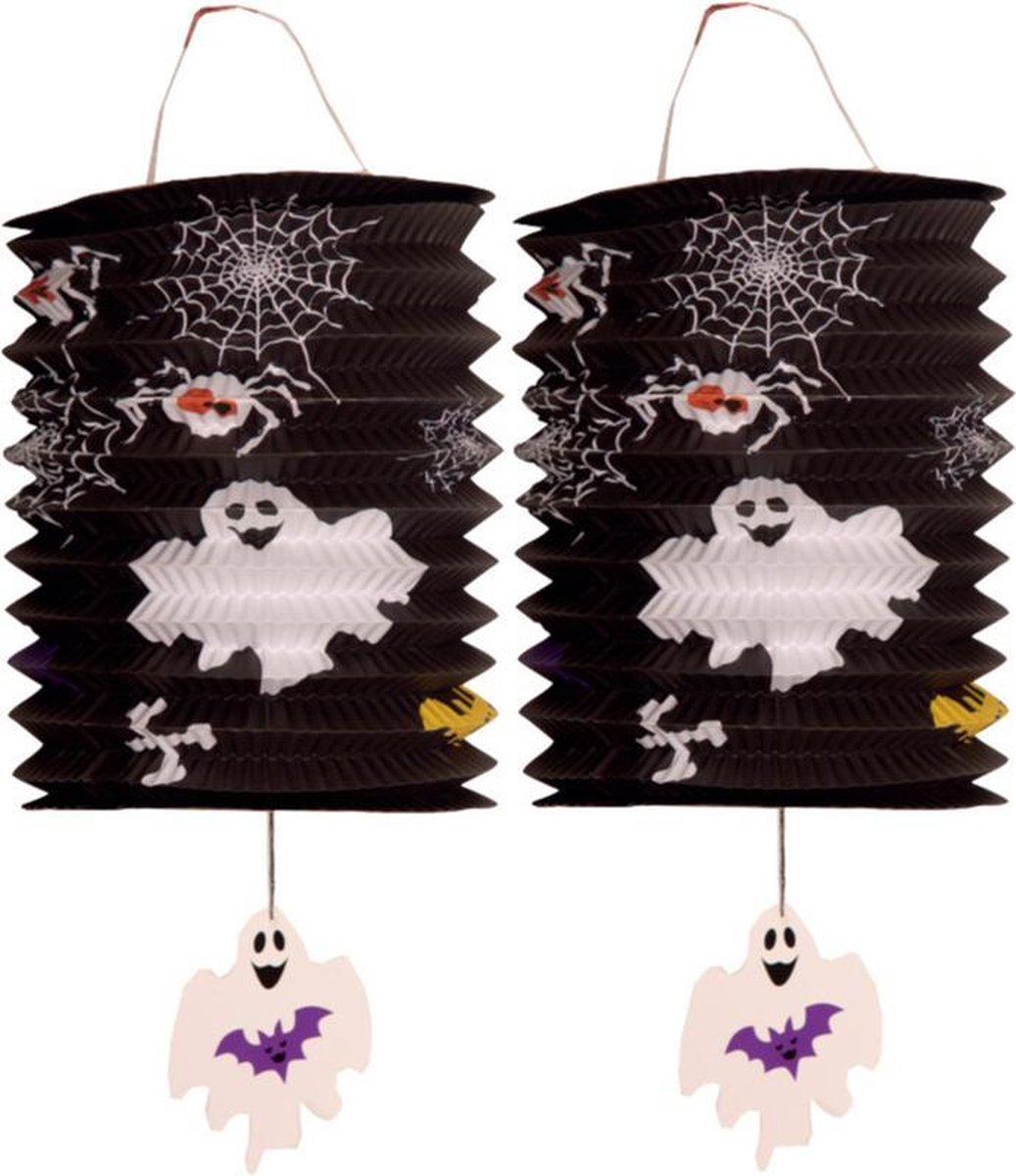 Set van 6x stuks treklampion 15 cm spook - Halloween trick or treat lampionnen versiering - Faram Party