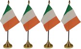 4x stuks ierland tafelvlaggetje 10 x 15 cm met standaard - Landen vlaggen feestartikelen en versieringen