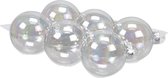 6x stuks kerstversiering kerstballen transparant parelmoer van glas - 8 cm - mat/glans - Kerstboomversiering