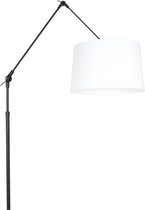 Steinhauer Prestige Chic vloerlamp - knikarm - verstelbaar - 250 cm hoog - mat zwart met effen witte kap