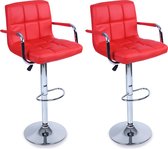 Tresko-Barkruk set van 2-rood- bar stoel- aanrecht kruk- keukenkruk- lounge stoel