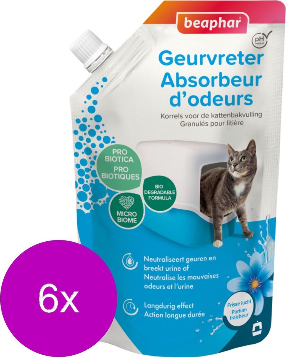 Bol.com Beaphar Geurvreter - Kattenbakreinigingsmiddelen - 6 x 400 g aanbieding
