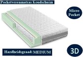 Caravan -  1-Persoons Matras 3D -MICRO POCKET HR45 Koudschuim 7 ZONE 21 CM - 80x190/21 - Gemiddeld ligcomfort - 70x180/21