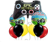 Verjaardags ballonnen set gamer - Helium ballonnen verjaardag set - Jongens versiering - feestpakket minecraft - 9-delig - Zwart