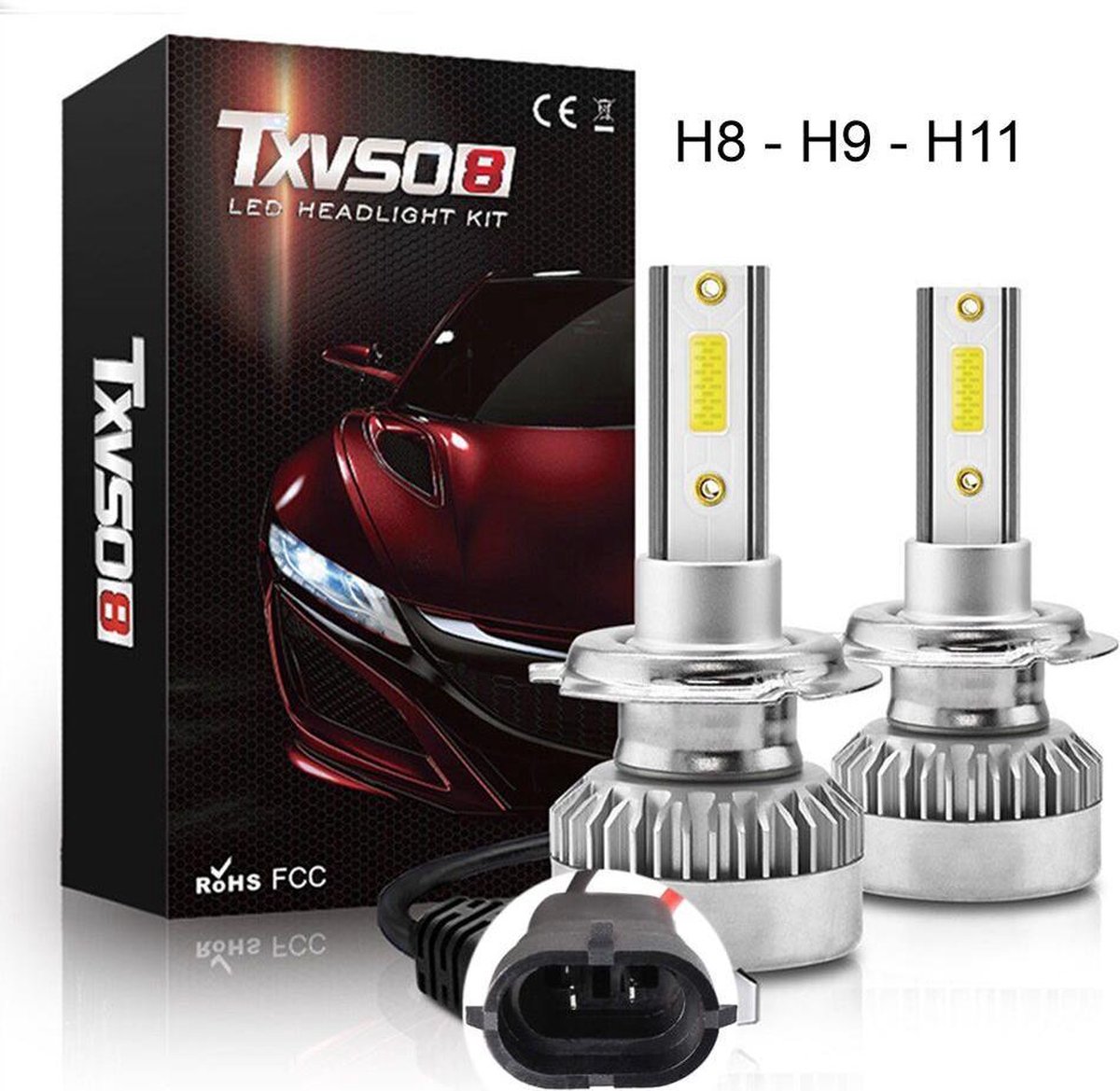 H8 / H9 / H11 LED lamp 20000 Lumen (set 2 stuks) incl CANbus EMC CHip 6500k Ultra-bright Wit Korte inbouw diepte /100 Watt Motor / Auto / Scooter / Motor /Dimlicht / Grootlicht / Koplampen / Autolamp / Lampen / Autolampen / CANbus adapter 12v