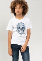 DEELUXE T-shirt met Mexicaanse schedel en bloemenCALAB White