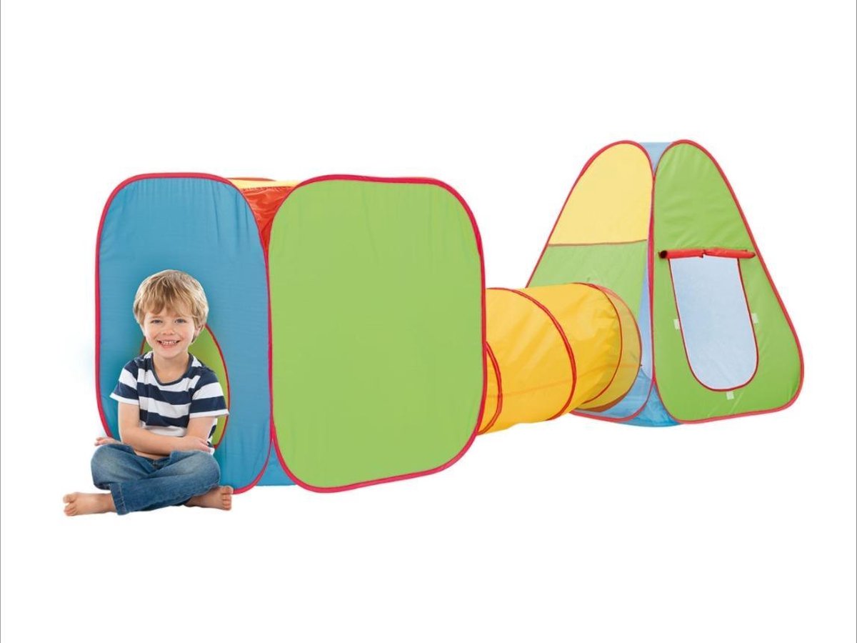 PLAYTIVE® Speeltent met tunnel Groen - Dobbelsteen, tipi en verbindingstunnel met verschillende openingen