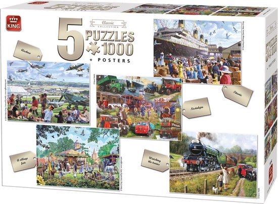 King 5 x 1000 Stukjes Puzzel (68 x 49 cm) - Classic Collection - 5in1  Legpuzzel + Posters | bol.com