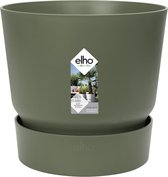 Elho Greenville Rond 14 - Bloempot voor Buiten - Gemaakt van Gereycled Plastic - Ø 14.0 x H 13.4 cm - Blad Groen