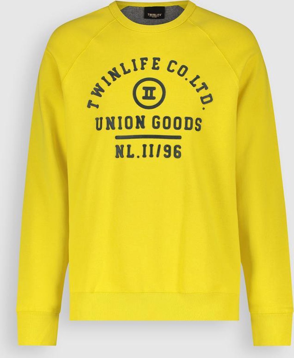 Twinlife Heren Raglan Print - Hoodies - Lichtgewicht - Wasbaar - Geel - L