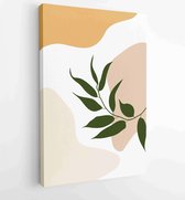 Earth tone boho gebladerte lijntekeningen tekenen met abstracte vorm. Abstract Plant Art-ontwerp voor print, omslag, behang, minimale en natuurlijke kunst aan de muur. 3 - Moderne