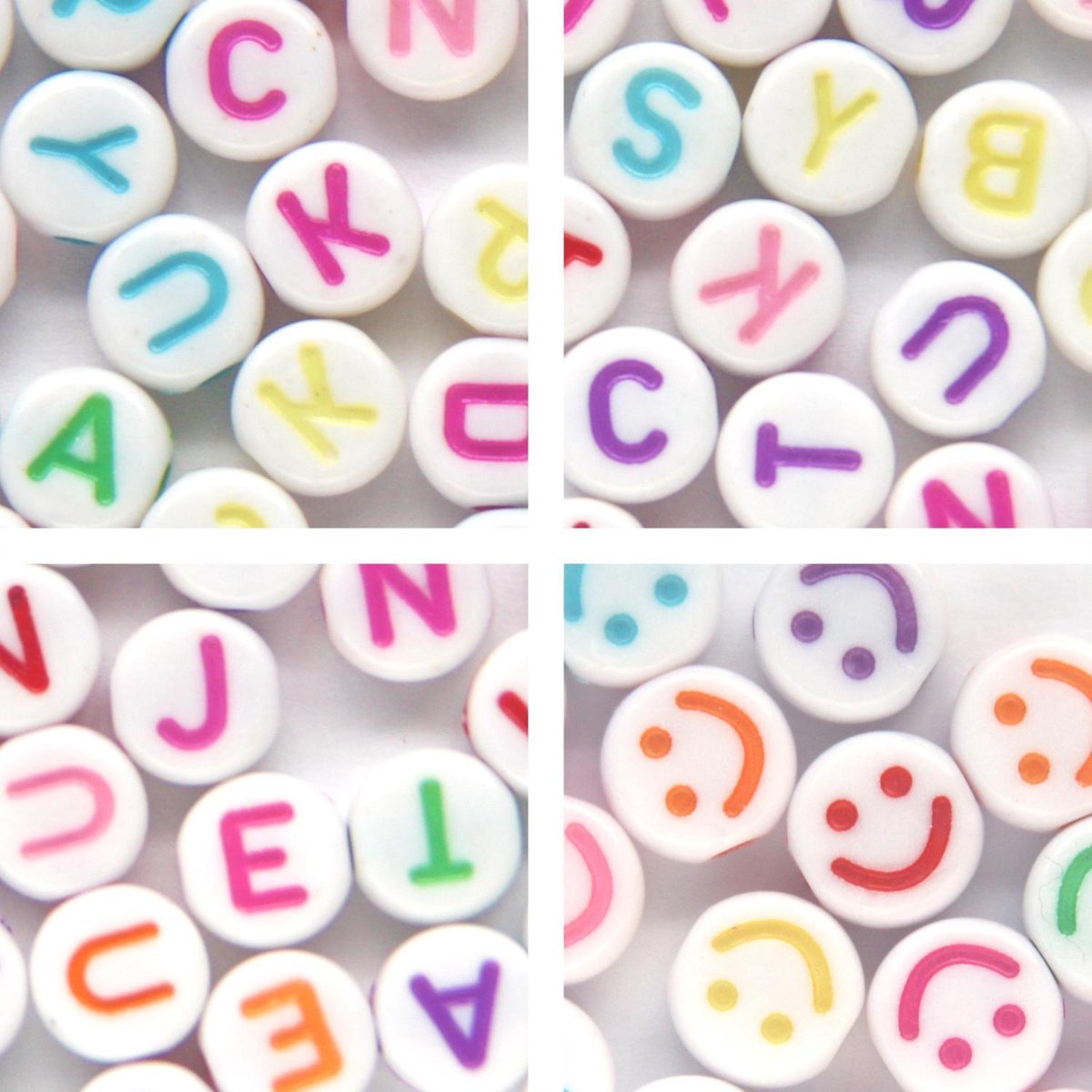 Letterkralen set – Alfabetkralen en Smileykralen :-) – Unieke mix 420 stuks – Regenboogkleuren – 7mm en 10mm kraal – Zelf sieraden maken – DIY