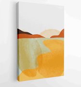 Verzameling van bergen en landschap van oasestad woestijnzand en gigantische saguarocactus zonsondergang handgetekende digitale kunst voor print en behang. 3 - Moderne schilderijen