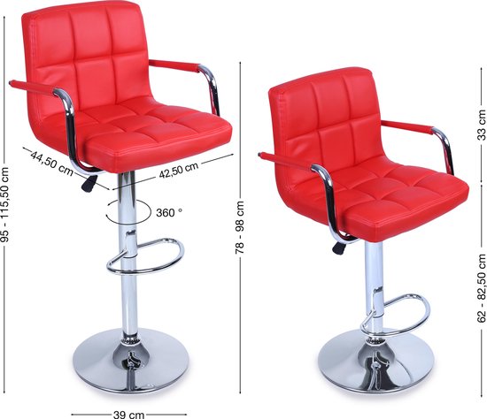 Overdreven Oriënteren koppeling Tresko-Barkruk set van 2-rood- bar stoel- aanrecht kruk- keukenkruk- lounge  stoel | bol.com