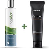 Vegan Hair Set: Shampoo (1) + Aromatica Quinoa Treatment Mask (1) - Protein Charge - Vegan Formula - Cruelty Free - Nourishes Hair - Versterkt Haar - Intensively Hair Repair - Low