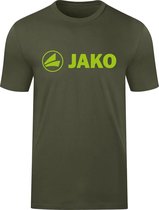 Jako Promo T-Shirt Kinderen - Khaki / Fluo Groen | Maat: 128