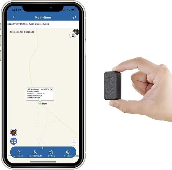 Tkmars mini gps tracker – zonder abonnement –real-time tracking – free app ios/android – gelden voor kind / auto / scooter / fiets