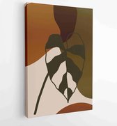 Earth tone boho gebladerte lijntekeningen tekenen met abstracte vorm. Abstract Plant Art-ontwerp voor print, omslag, behang, minimale en natuurlijke kunst aan de muur. 2 - Moderne