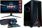 AMD GeForce GTX1030 | Gaming PC Gaming Setup | Complete Gaming Set | 24" Gaming Monitor| Gaming Keyboard Muis Headset Muismat | 8 GB |500 GB SSD