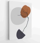 Earth tone boho gebladerte lijntekeningen tekenen met abstracte vorm. Abstract Plant Art-ontwerp voor print, omslag, behang, minimale en natuurlijke kunst aan de muur. 1 - Moderne