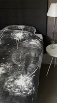 Dekbedovertrek - 1 persoons - 140x200/220 cm - Dandelion - grijs/wit - wit/grijs -  tweezijdig te gebruiken -  onbeschrijfelijk zacht - microflanel - ademend - comfortabel