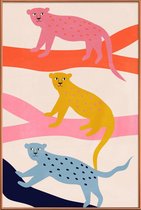 JUNIQE - Poster met kunststof lijst Leopard Tree -30x45 /Kleurrijk