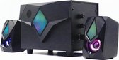 Ewent 2.1 Speakerset RGB - Speakers voor PC met Bluetooth, FM radio en USB/SD/AUX input – EW3526