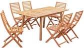 Tuinset 4-6 personen - Eucalyptus FSC - Uitschuifbare tafel 120-180 x 80 cm + 6 klapstoelen