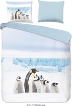 Good Morning Pinguin Dekbedovertrek - Flanel - Lits-jumeaux - 240x200/220 cm - Wit