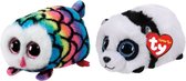 Ty - Knuffel - Teeny Ty's - Hootie Owl & Bamboo Panda