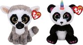 Ty - Knuffel - Beanie Boo's - Linus Lemur & Paris Panda