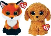 Ty - Knuffel - Beanie Boo's - Fox & Golden Doodle Dog