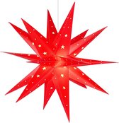Kerstster | 3D | Kerstverlichting | Kerstversiering | Kerstdecoratie | Timer | Adventsster | Rood / Goud | Batterij | PVC | Binnen / Buiten | Opvouwbaar | 1,5 Meter lichtsnoer | 58 x 58 x 44 