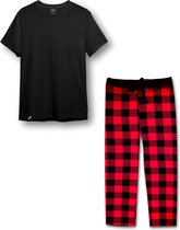 Zipster Heren Bamboe Pyjama set - Super Zacht - Plaid Rood Zwart - Maat L