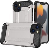 Hybrid - Armor - gepantserde hybride hoes, cover voor iPhone 13, zilver