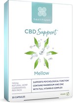 Healthspan CBD Support Mellow | 30 capsules | 5mg natuurlijke hennep CBD | Met magnesium, zink, vitamine C & vitamine B complex | Veganistisch