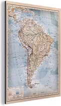 Wanddecoratie Metaal - Aluminium Schilderij Industrieel - Klassieke wereldkaart Zuid-Amerika - 60x80 cm - Dibond - Foto op aluminium - Industriële muurdecoratie - Voor de woonkamer/slaapkamer