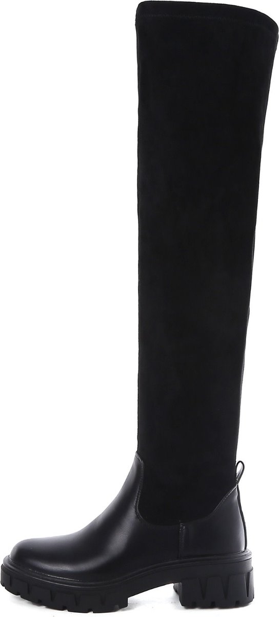 Smile Favorites® Dames Laarzen,Chelsea boots - Zwart - Imitatieleer,Suedine - Maat 37