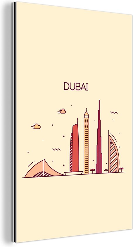 Wanddecoratie Metaal - Aluminium Schilderij Industrieel - Skyline - Azië - Dubai - 20x30 cm - Dibond - Foto op aluminium - Industriële muurdecoratie - Voor de woonkamer/slaapkamer
