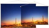 Grote Sjeik Zayed Moskee in de schemering van Abu Dhabi - Foto op Textielposter - 60 x 40 cm